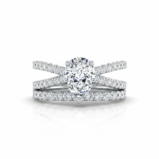 The Sadie Matching Wedding Band, Pear in Platinum