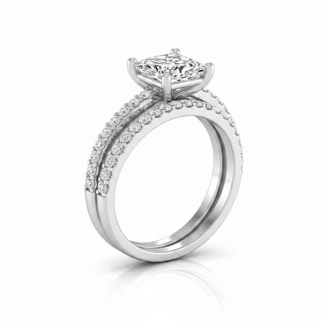 The Sadie Matching Wedding Band, Princess in Platinum