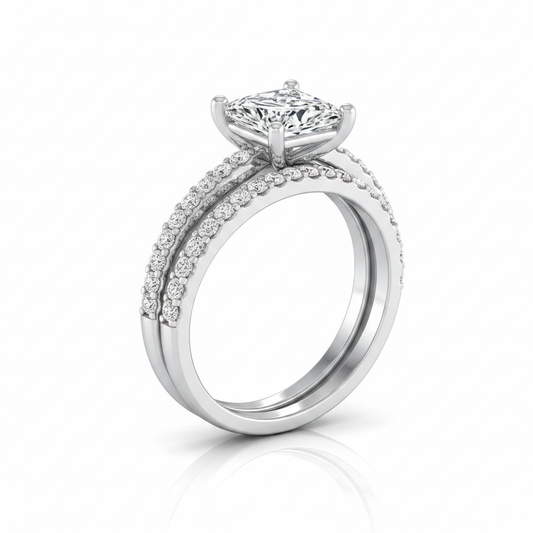The Sadie Matching Wedding Band, Princess in Platinum