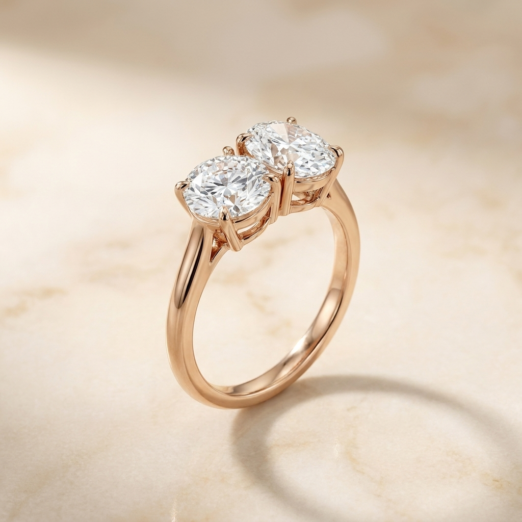 Select Toi et Moi Lab Diamond styling on The Sasha round engagement ring setting | RockHer
