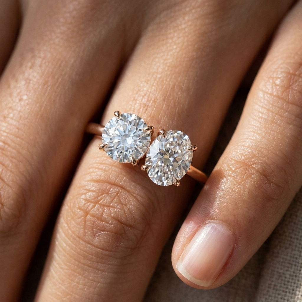 The Sasha setting for round diamonds, made to order in 14K Rose Gold | RockHer