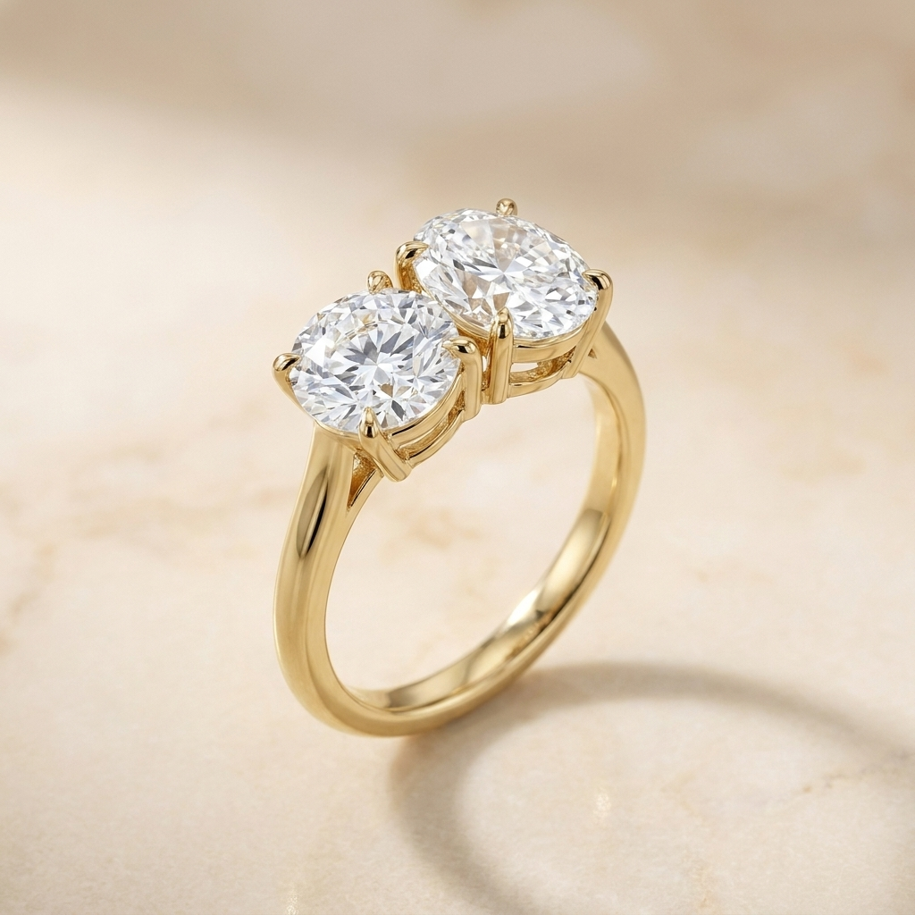 Select Toi et Moi styling on The Sasha oval engagement ring setting | RockHer