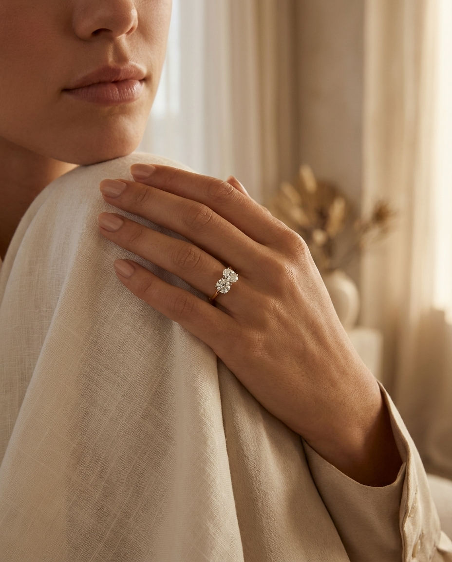 The Sasha engagement ring setting in Platinum, select toi et moi lab diamond design | RockHer