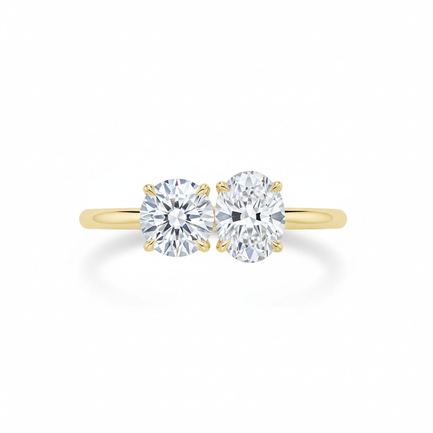 Sasha Toi et Moi Round & Oval engagement ring setting, yellow gold