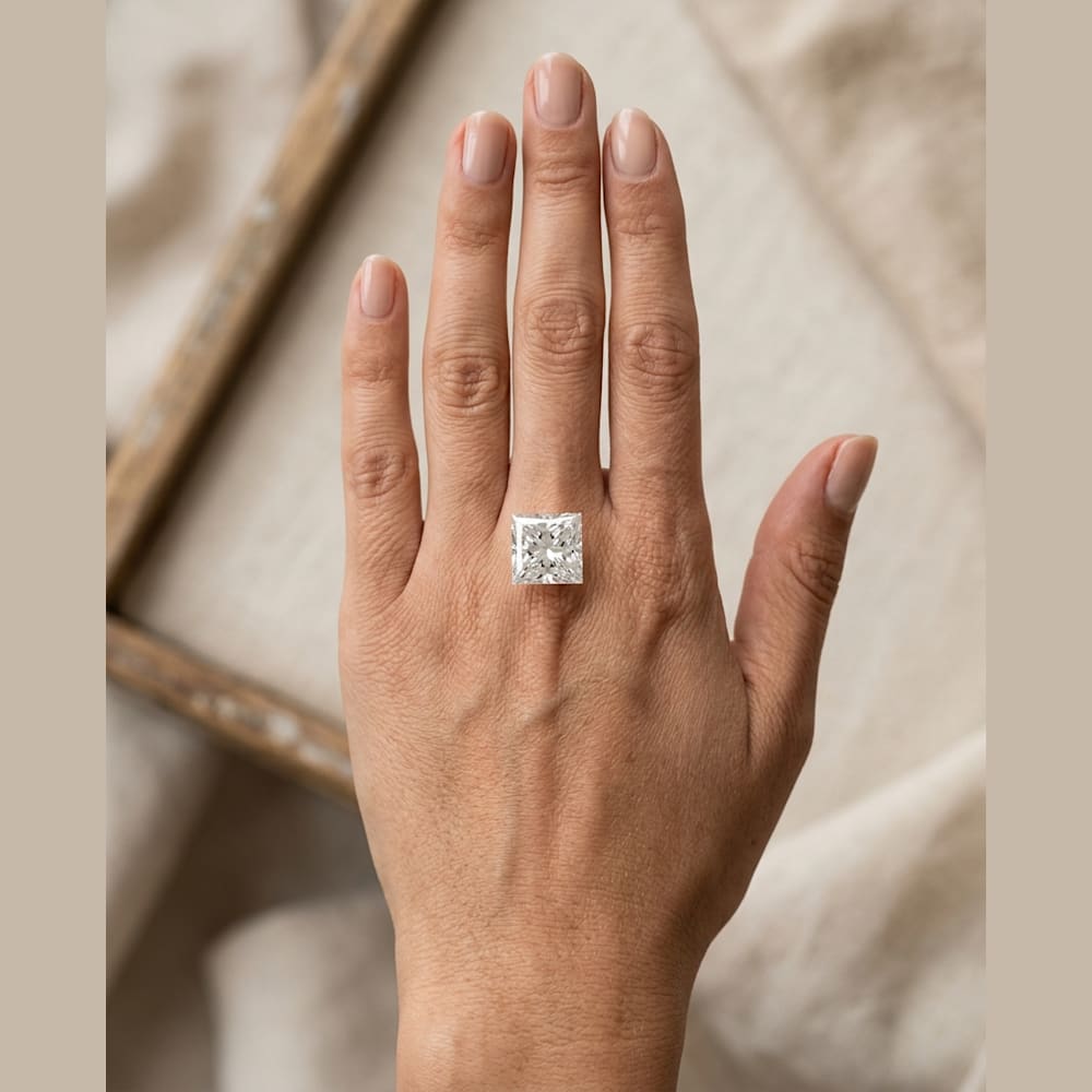 3 Carat Princess Lab Grown Diamond, true-scale on open palm