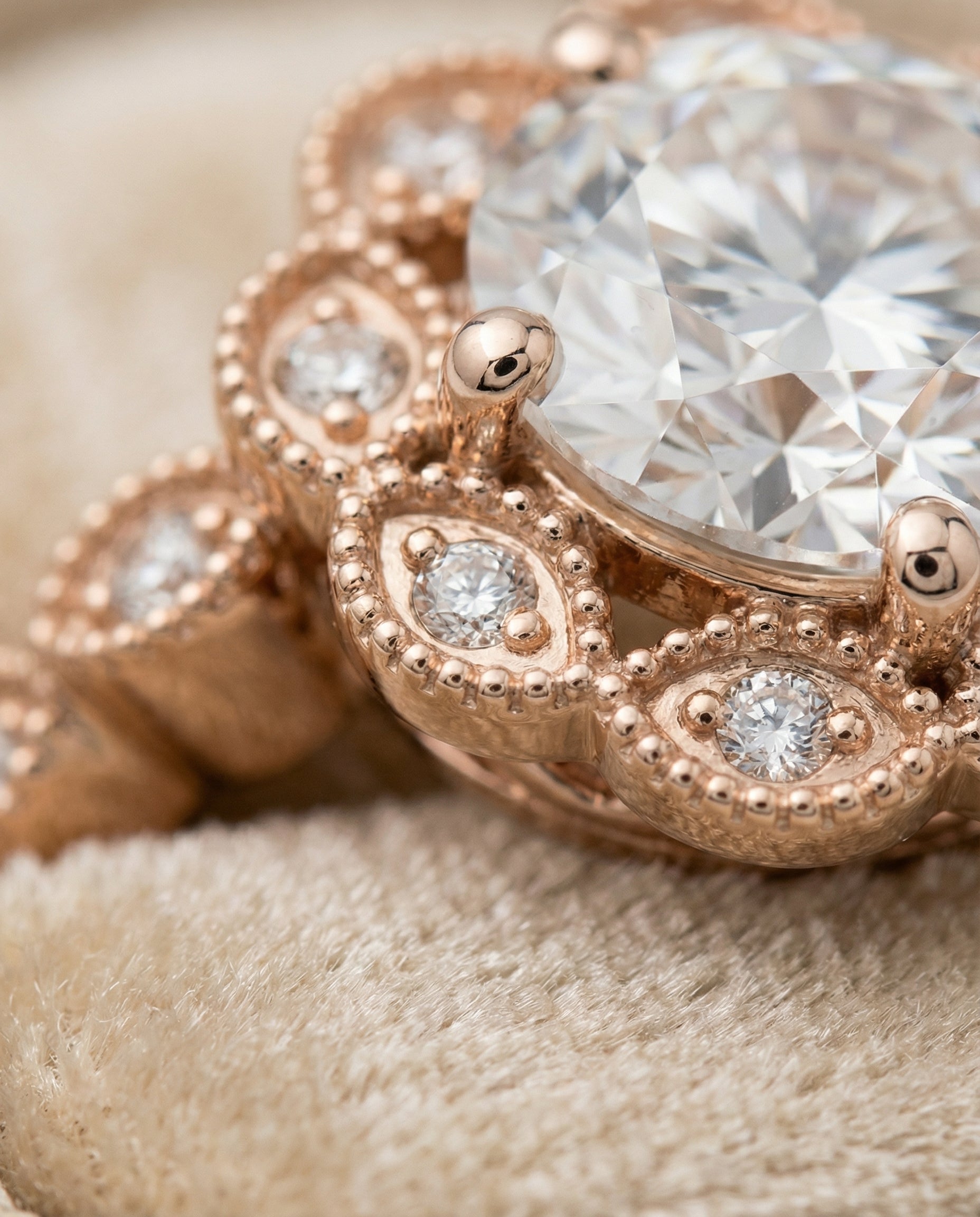 14K Rose Gold band of The Linda round engagement ring setting | RockHer
