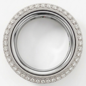 Scalloped Pavé Natural Diamond Cover for Oura Ring, in 14K White Gold – top view | RockHer