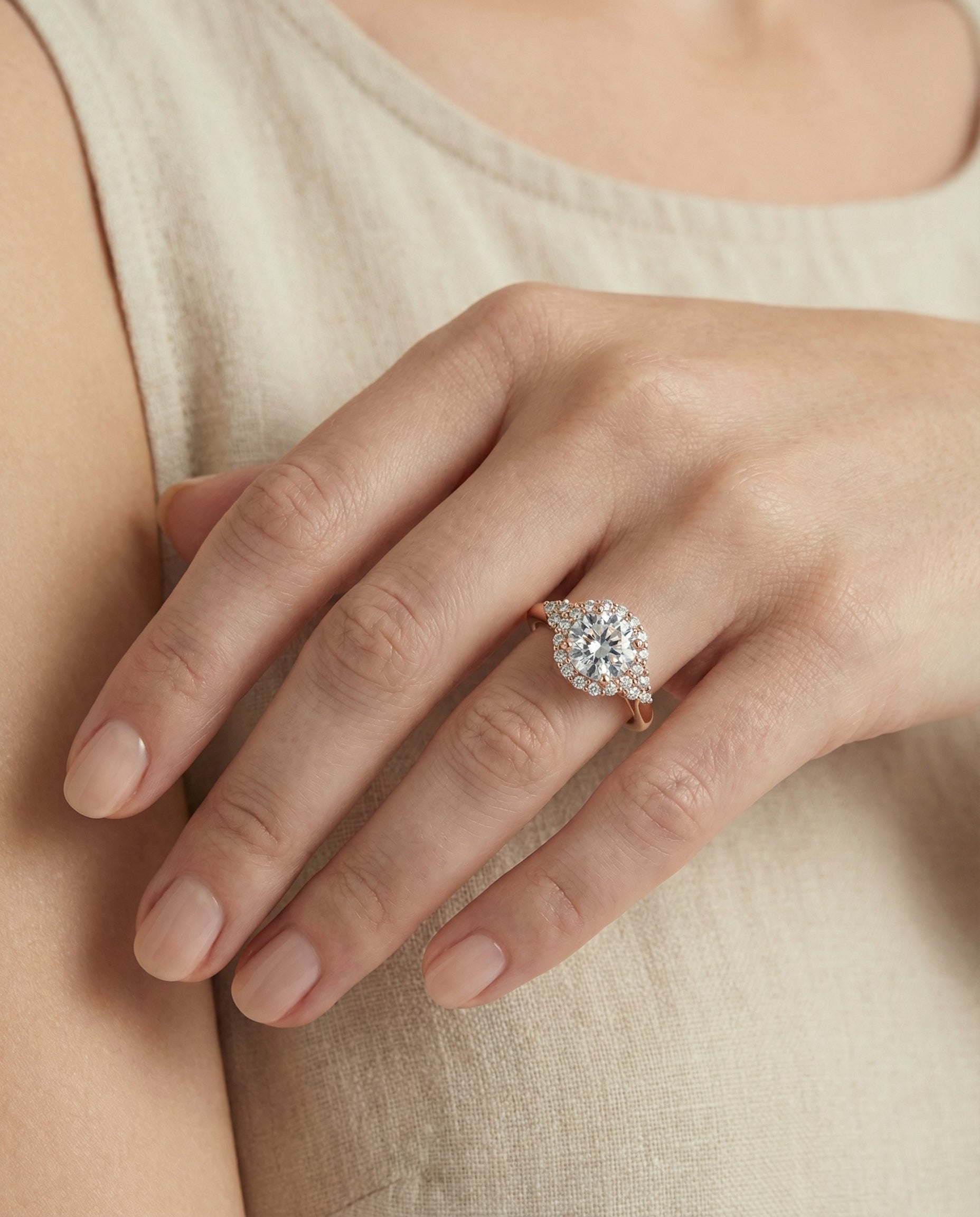 The Kai setting for round diamonds, made to order in 14K Rose Gold | RockHer