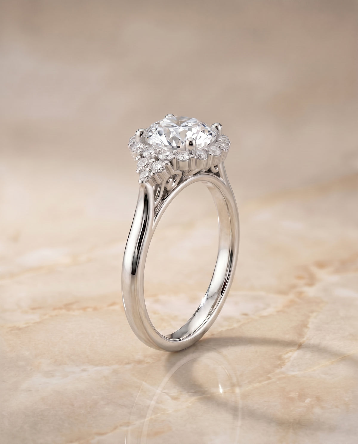 The Kai round engagement ring setting in Platinum | RockHer