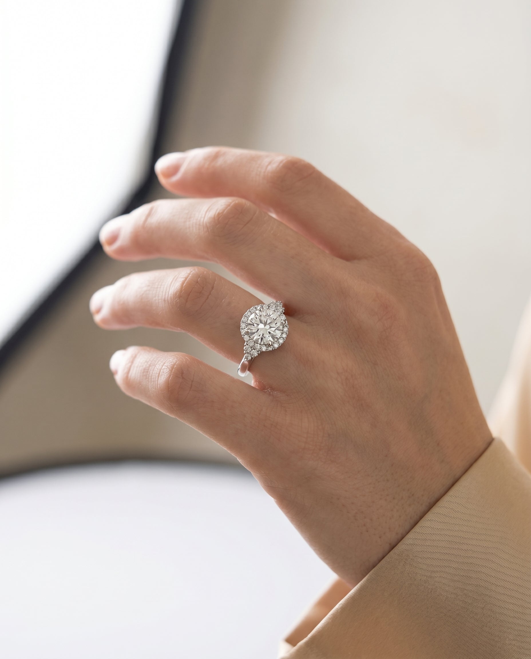 The Kai setting for round diamonds, made to order in Platinum | RockHer
