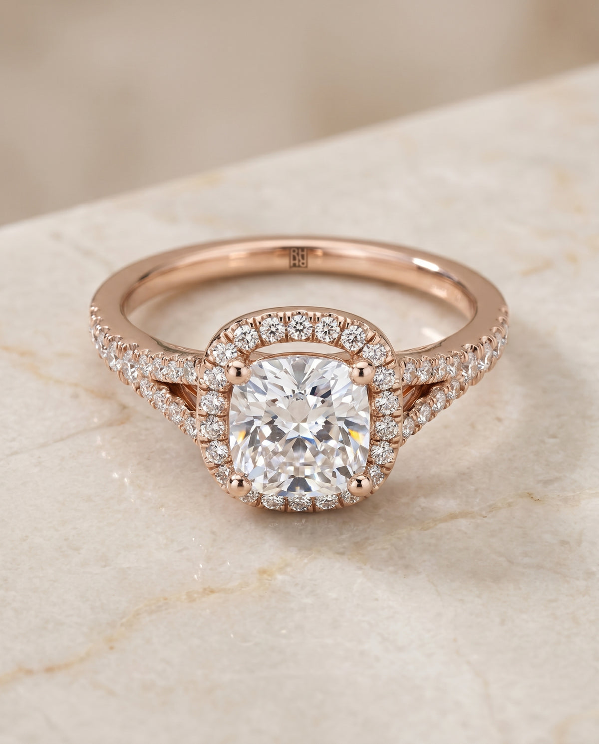 The Vega cushion engagement ring setting in 14K Rose Gold | RockHer