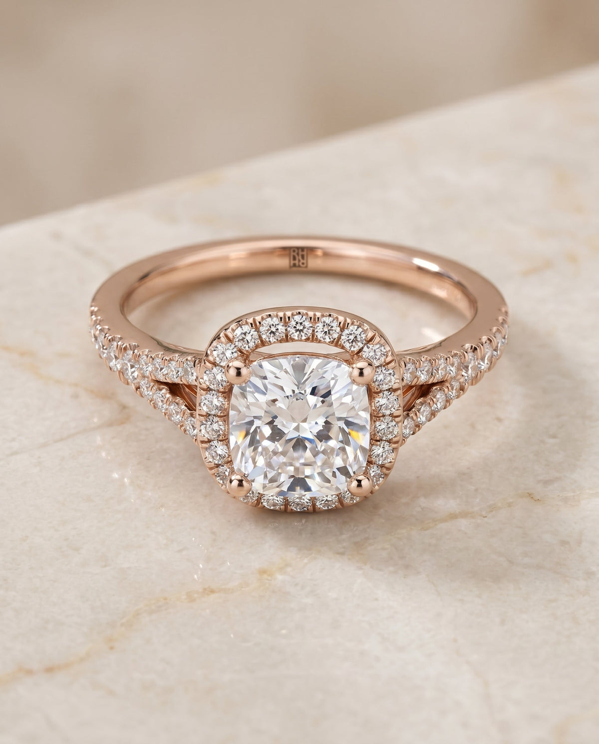 The Vega cushion engagement ring setting in 14K Rose Gold | RockHer