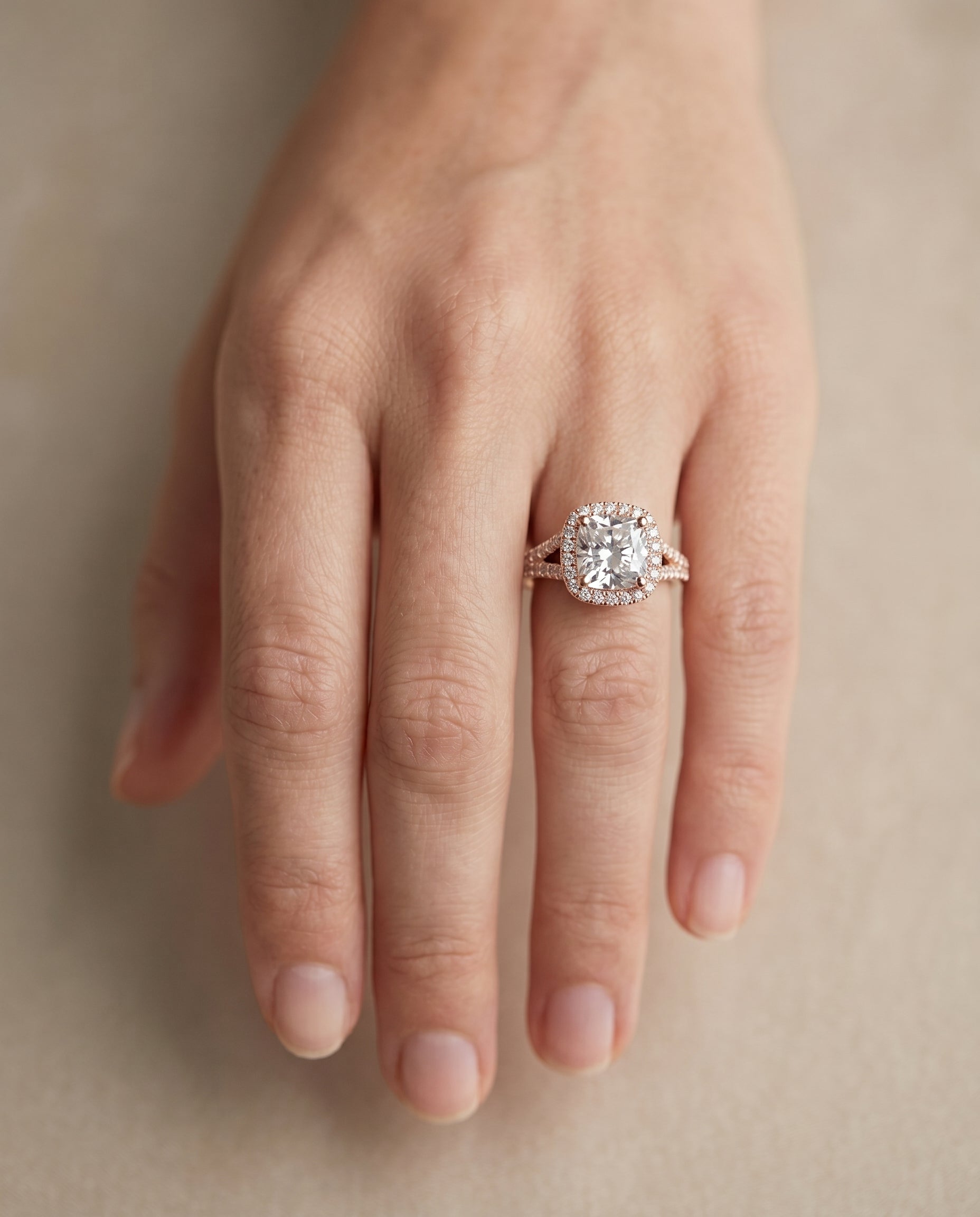 The Vega setting for cushion diamonds, made to order in 14K Rose Gold | RockHer