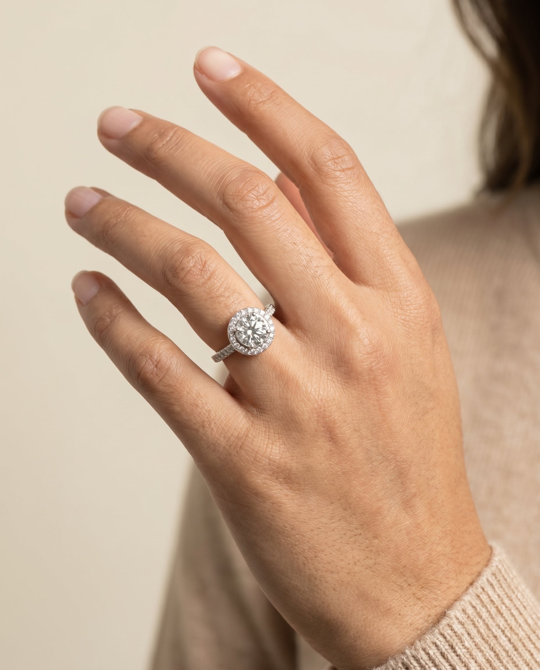 The Lucia setting for round diamonds, made to order in 18K White Gold | RockHer
