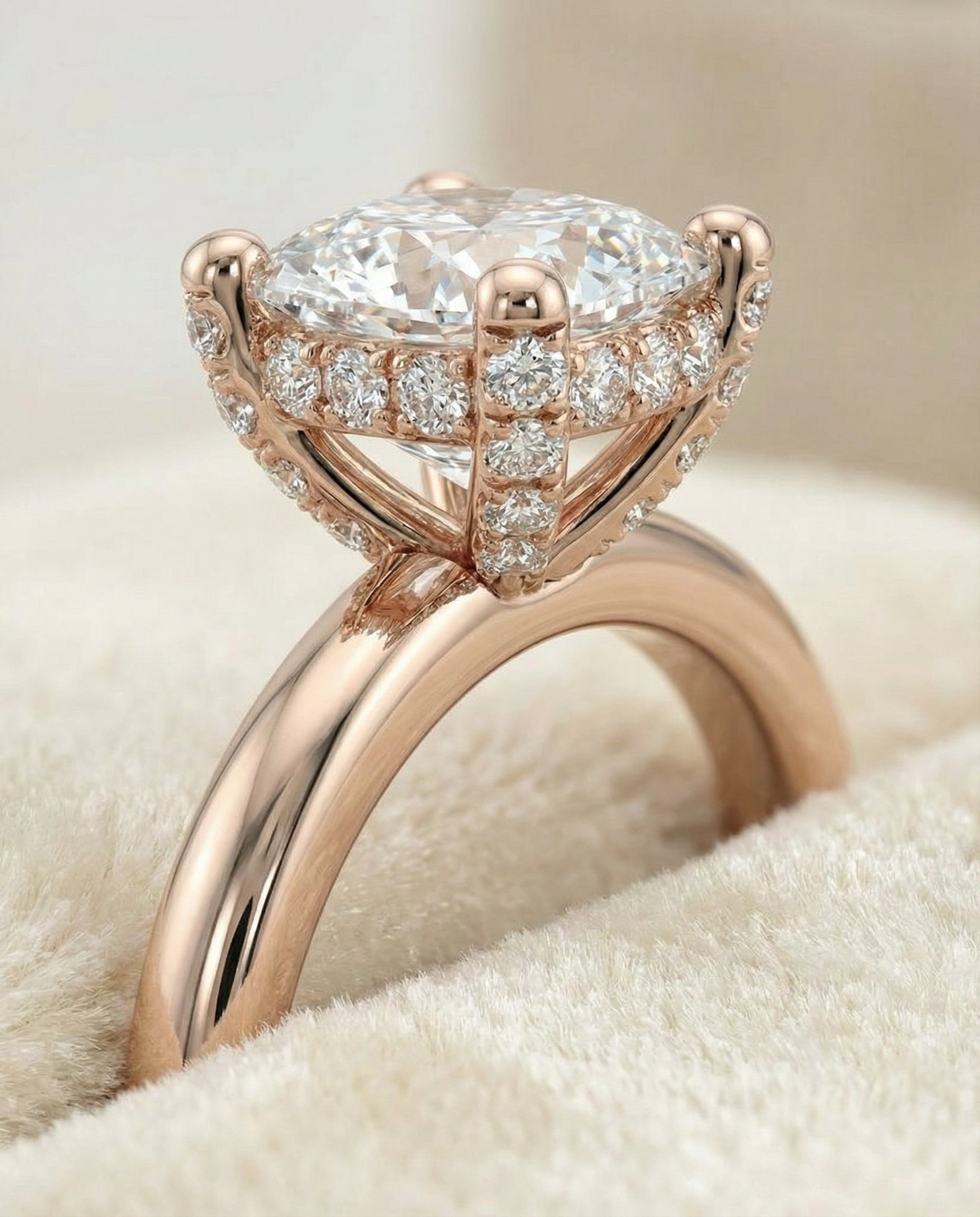 14K Rose Gold band of The Lana cushion engagement ring setting | RockHer