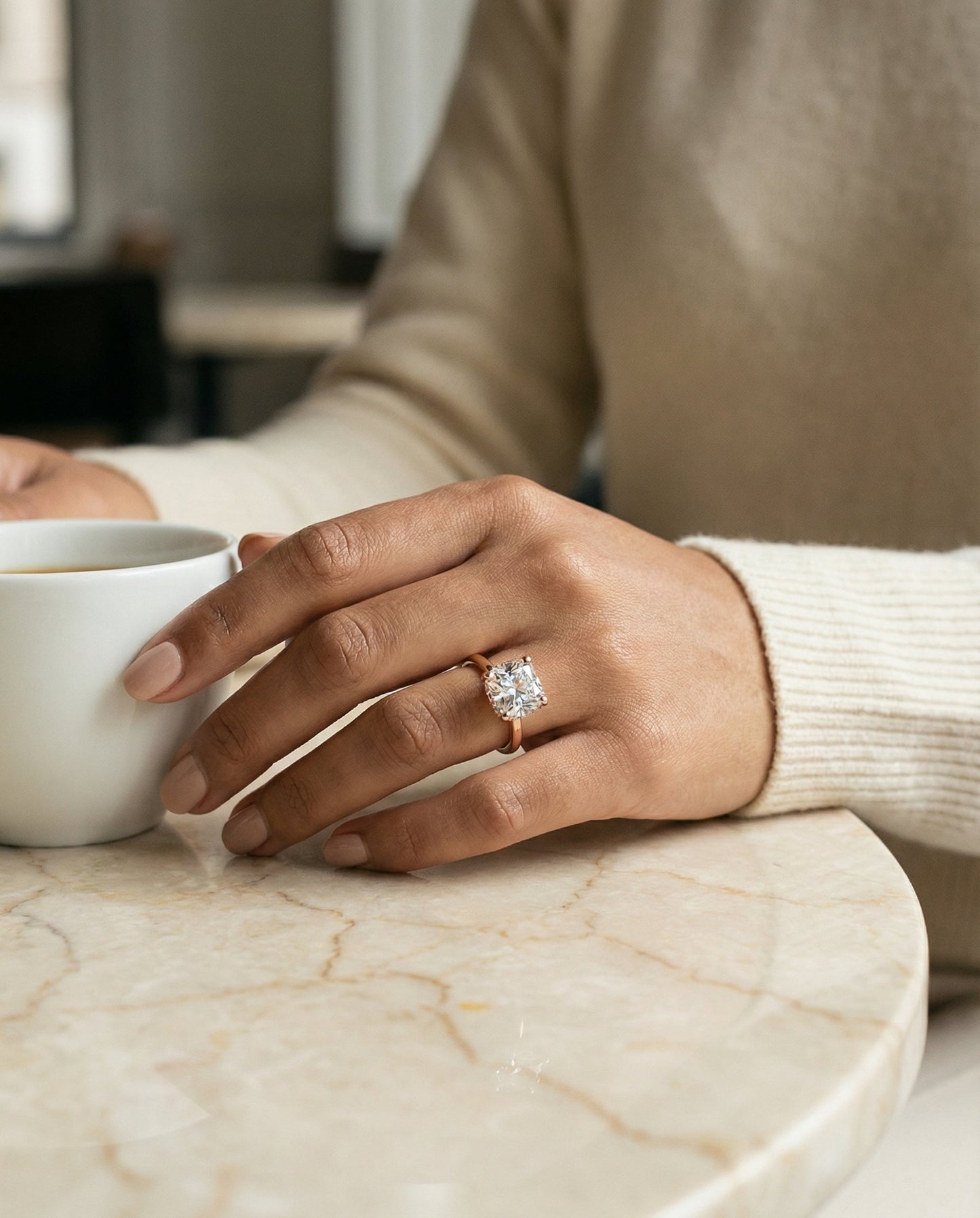 Lana Select Secret Halo Adorned Prong Solitaire Cushion Engagement Ring in 14K Rose Gold with Cushion Ideal Cut Lab Diamond — D/VVS1 | IGI Certified