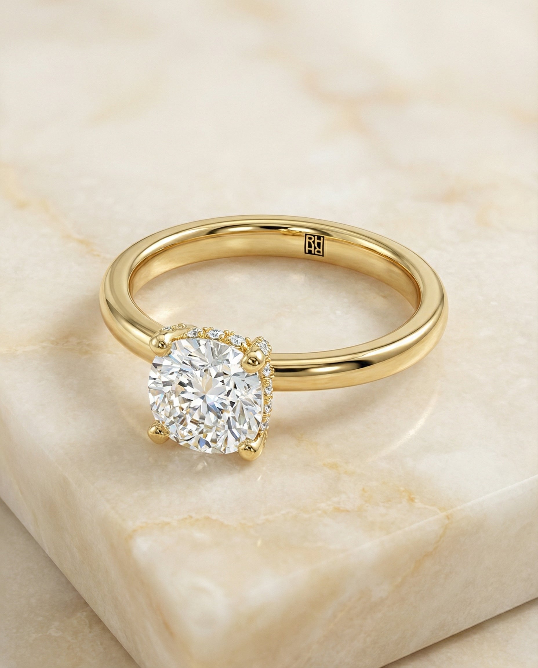 The Lana cushion engagement ring setting in 18K Yellow Gold | RockHer