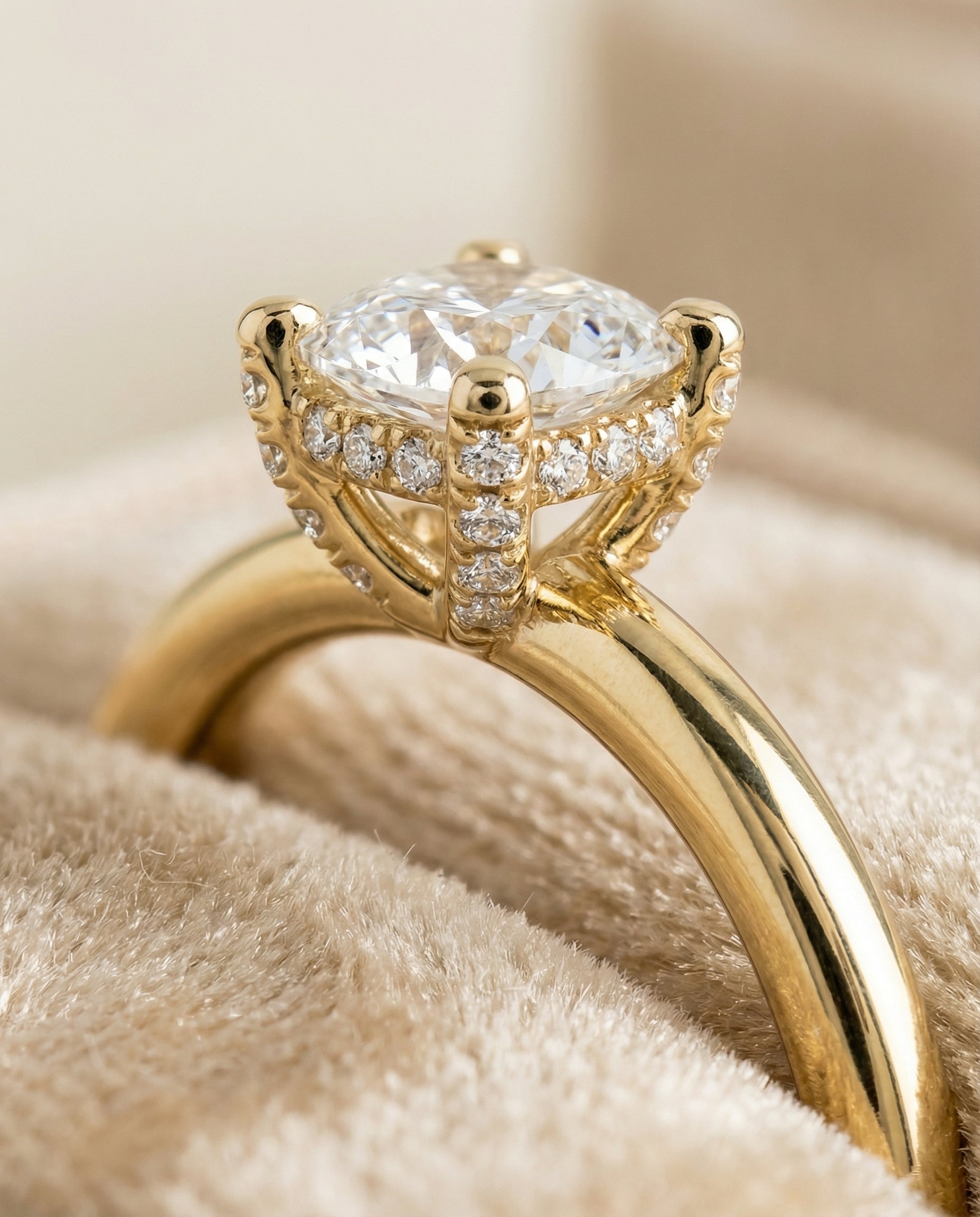 18K Yellow Gold band of The Lana cushion engagement ring setting | RockHer