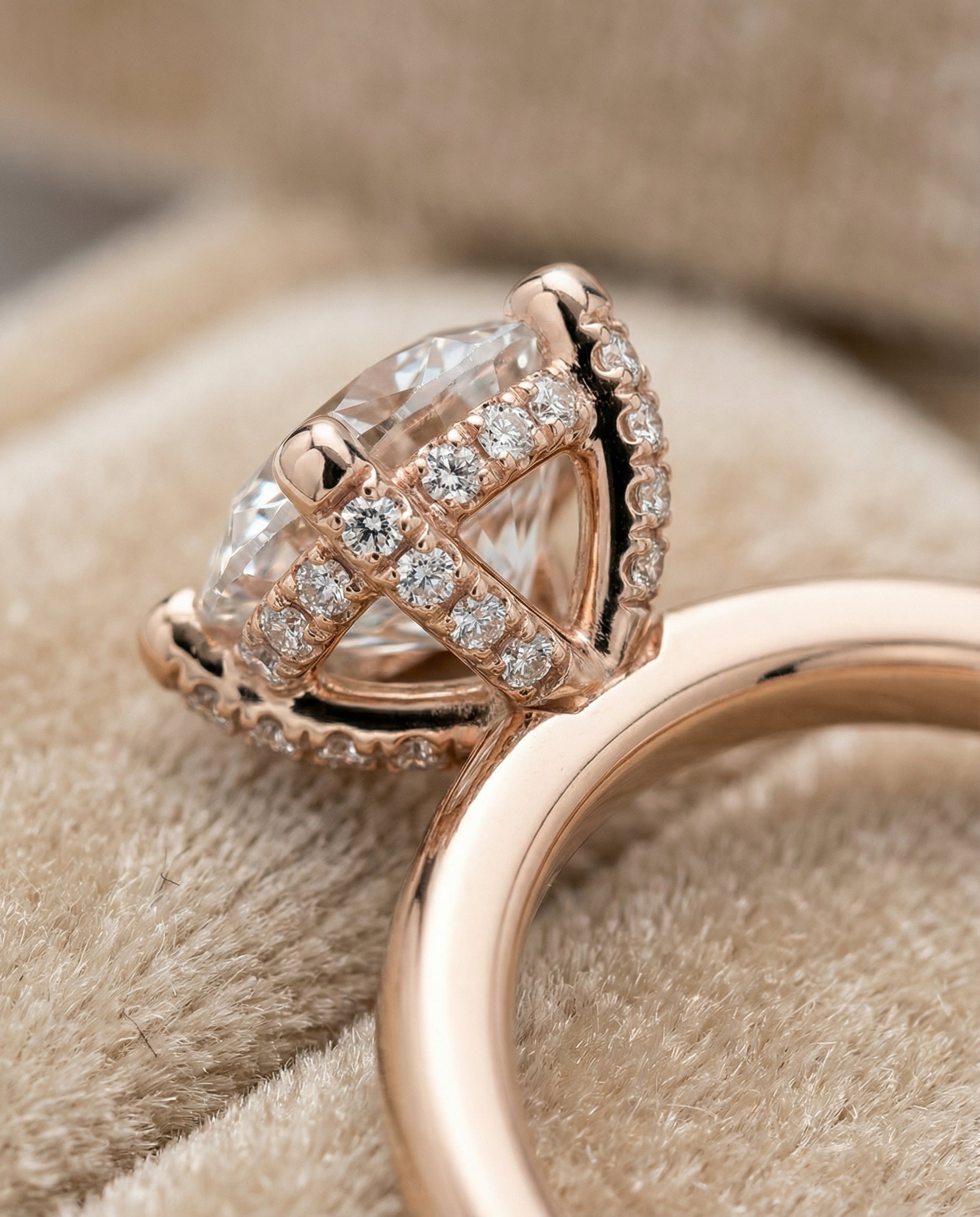 14K Rose Gold band of The Lana round engagement ring setting | RockHer