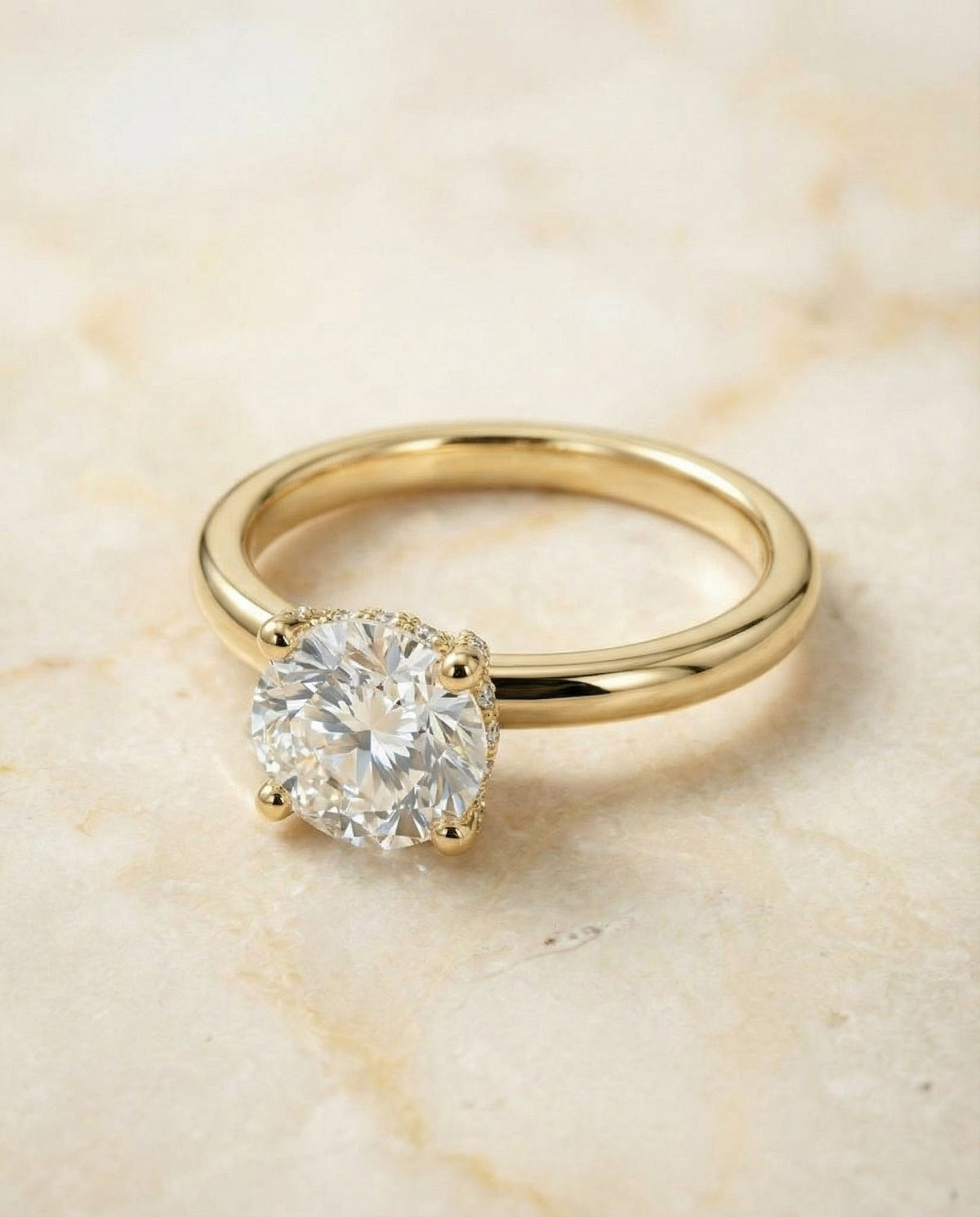 The Lana round engagement ring setting in 18K Yellow Gold | RockHer