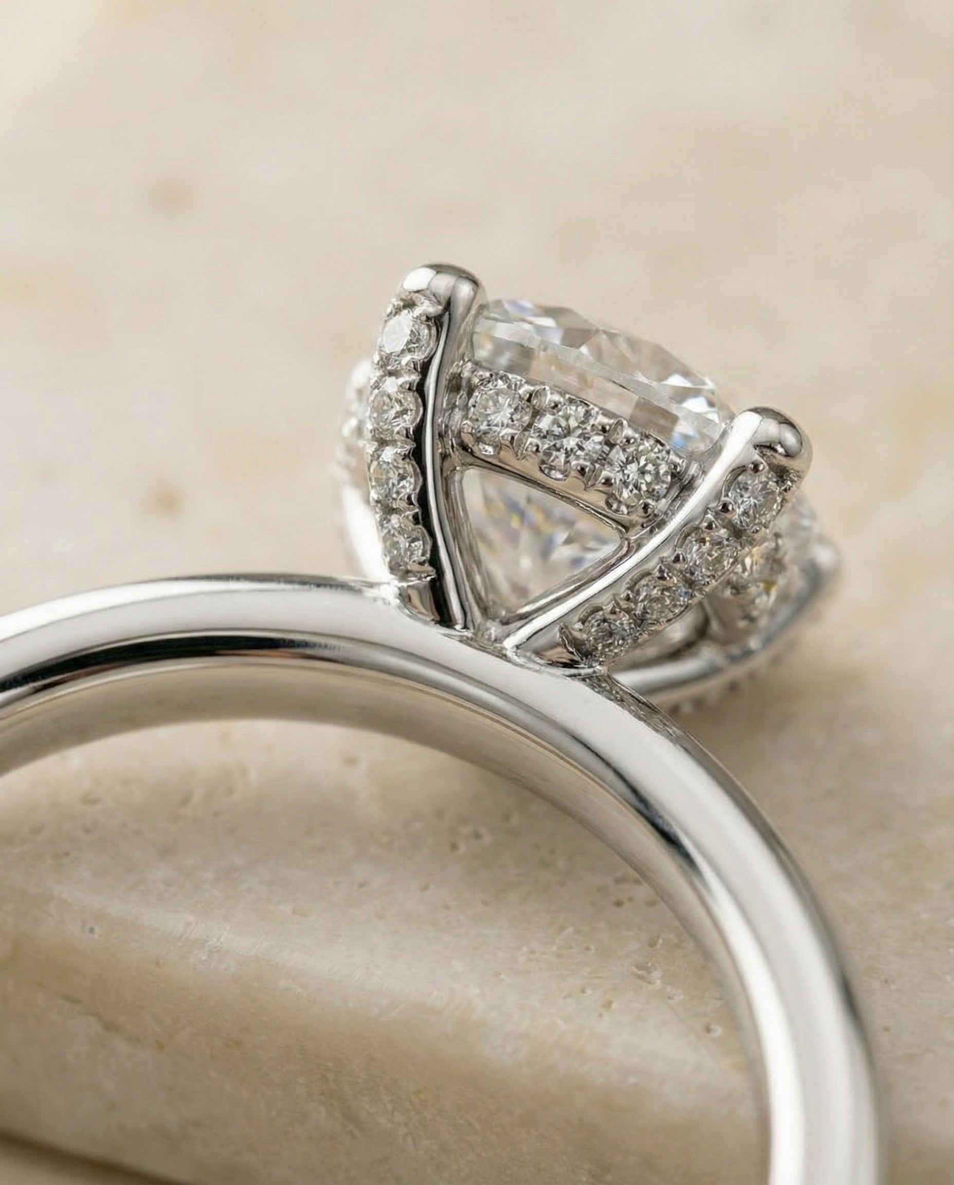 Platinum band of The Lana round engagement ring setting | RockHer