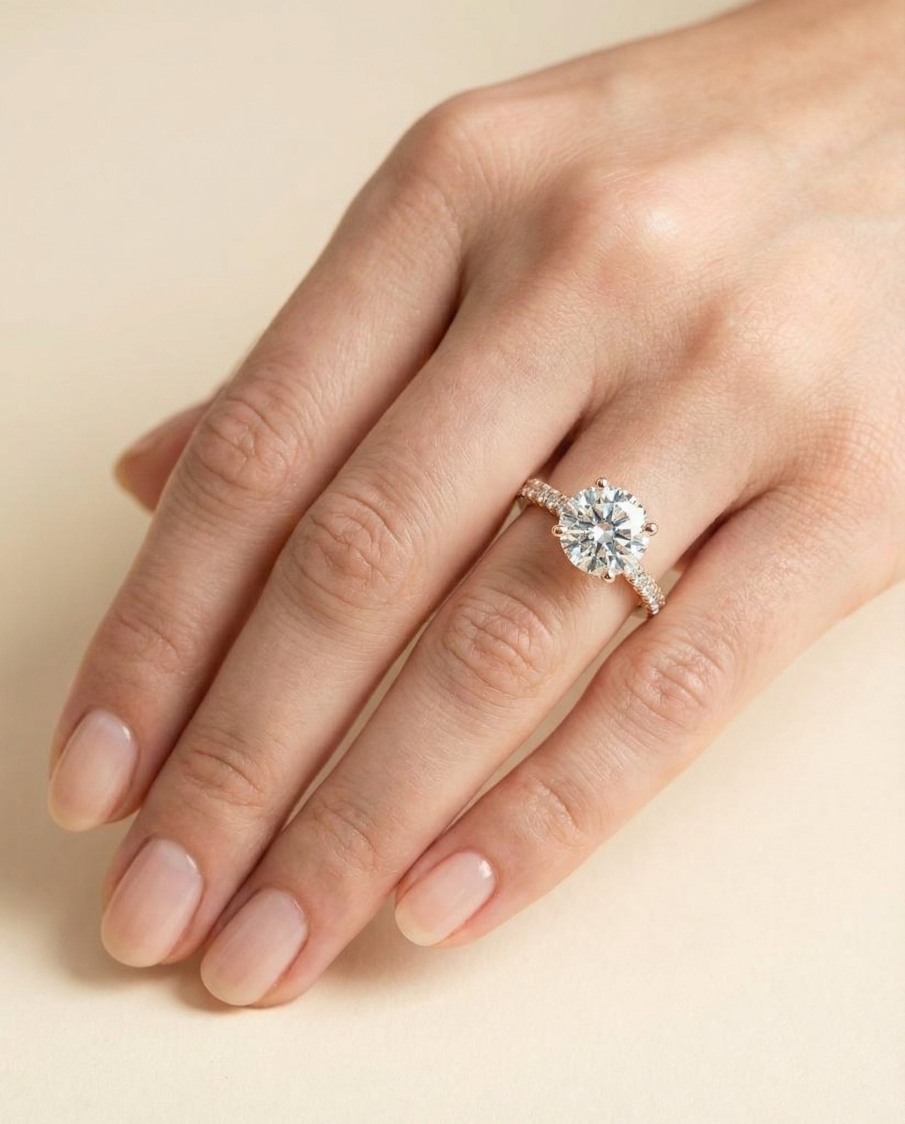 The Elliott setting for round diamonds, made to order in 14K Rose Gold | RockHer