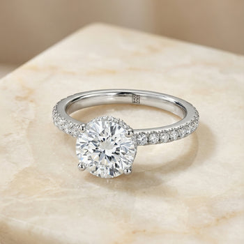 The Elliott Hidden Halo Pavé Round Engagement Ring Setting in Platinum