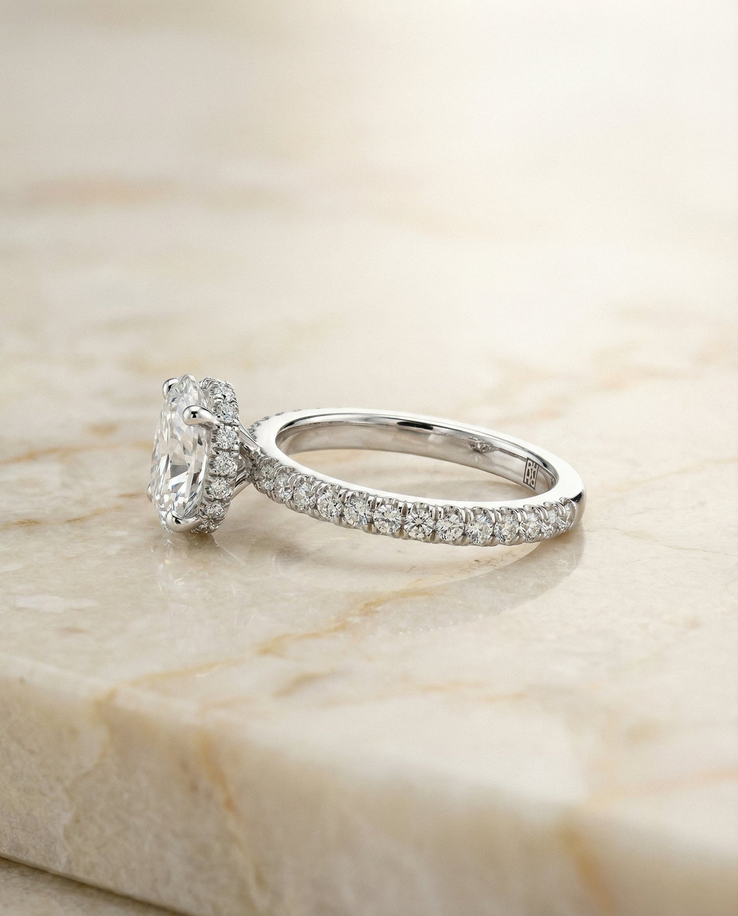 The Elliott Select Pavé Halo Engagement Ring with Lab Diamond in Platinum — view 2