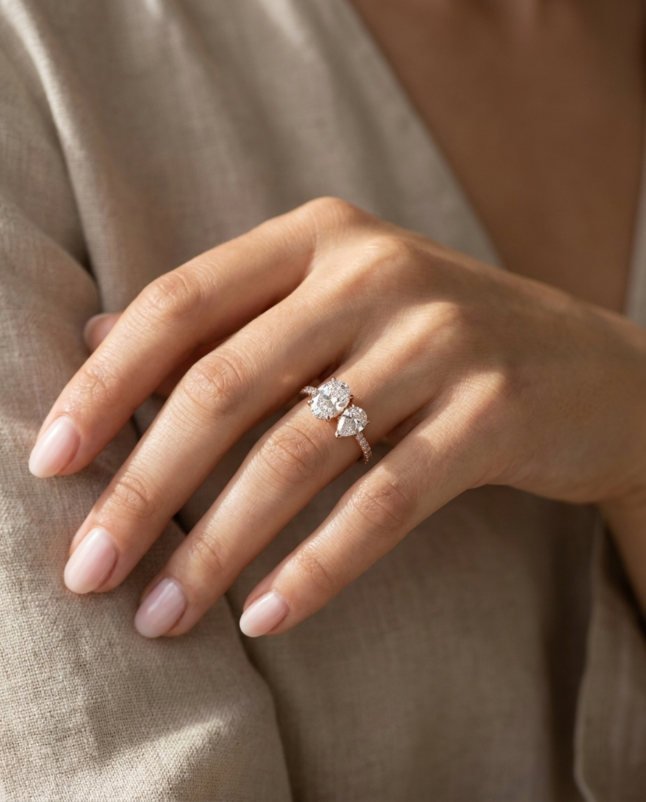14K Rose Gold band of The Selena oval engagement ring setting | RockHer