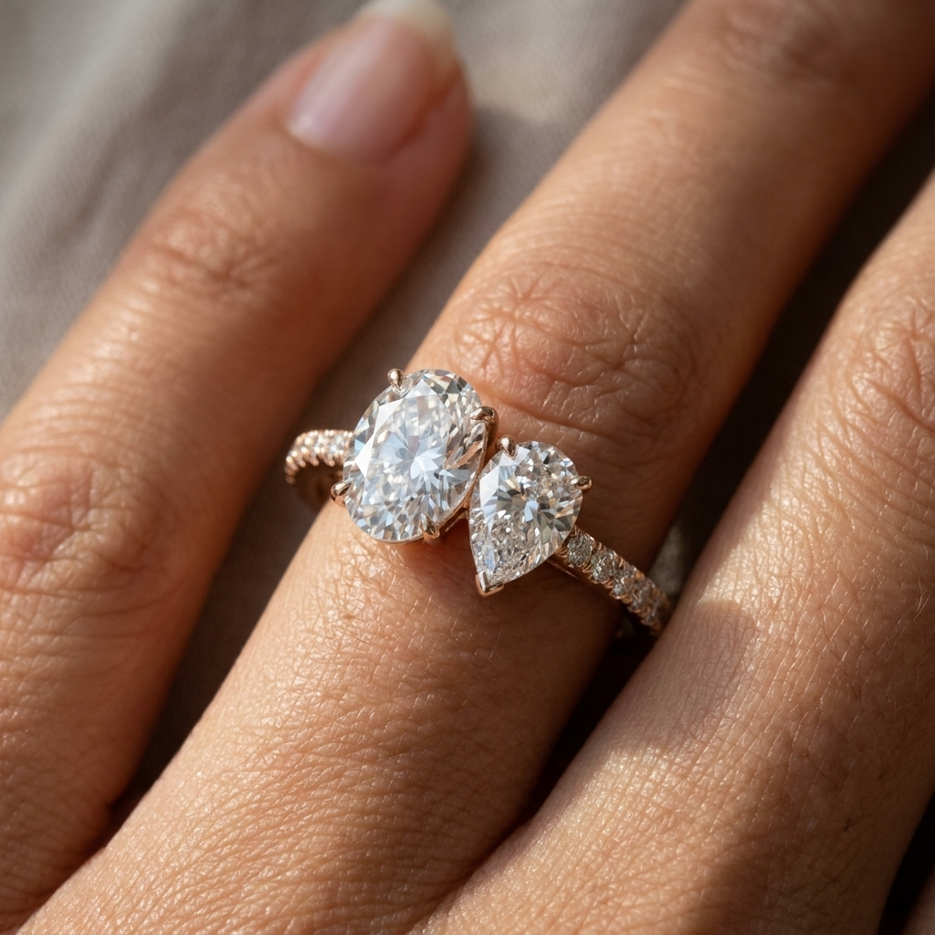The Selena setting for oval diamonds, made to order in 14K Rose Gold | RockHer