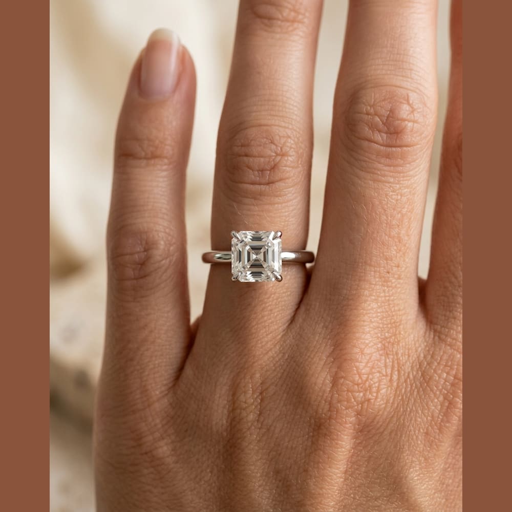 1 Carat Asscher Lab Grown Diamond, preview in classic solitaire setting