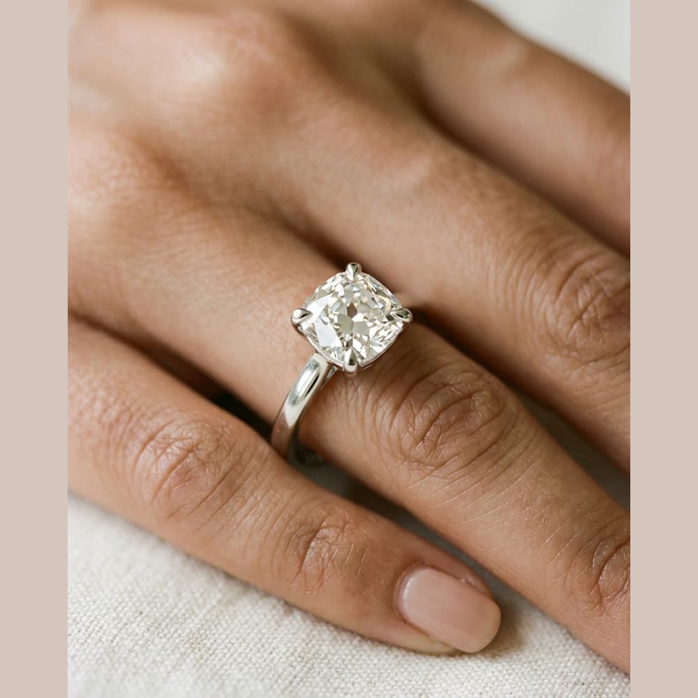 2 Carat Cushion Lab Grown Diamond, preview in classic solitaire setting