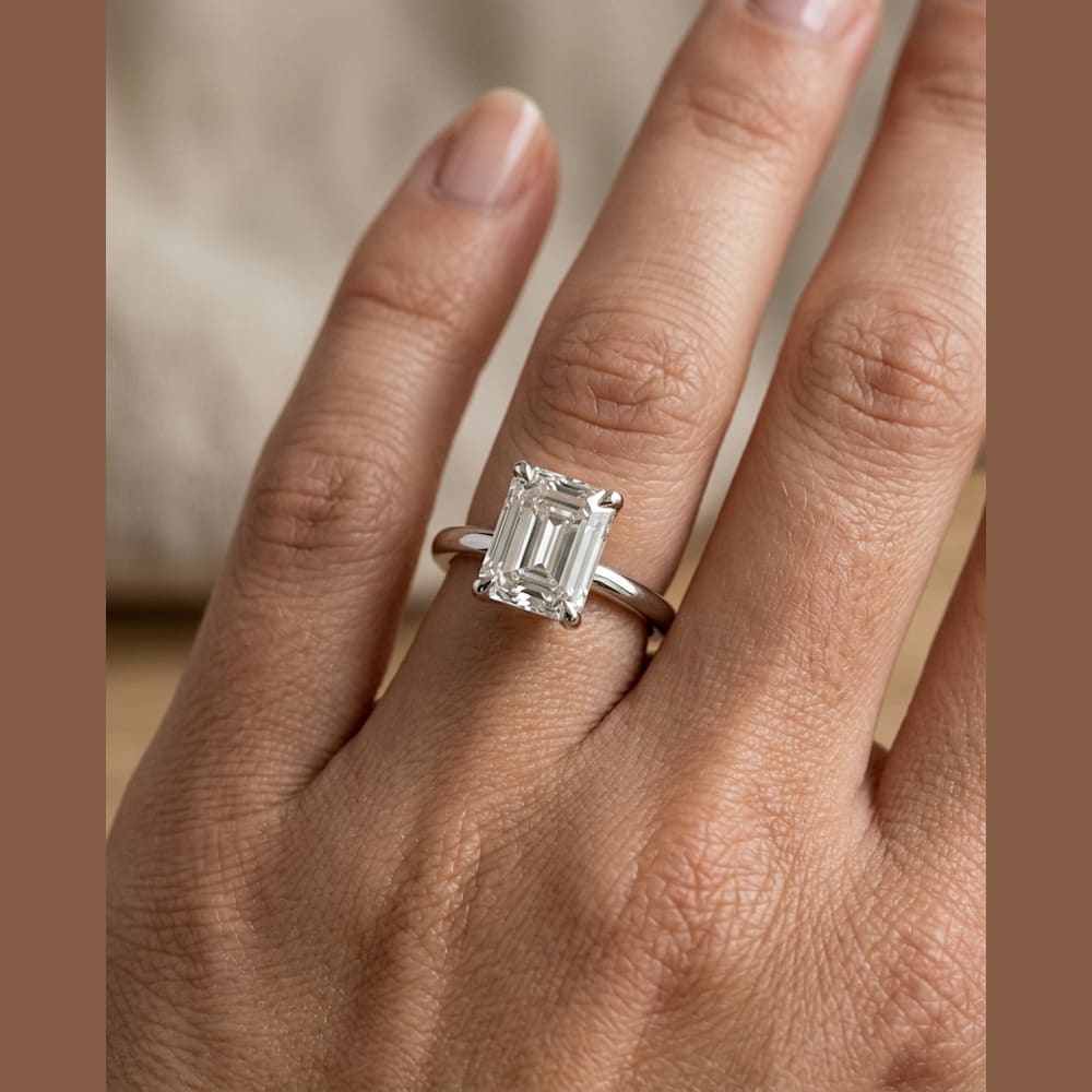 2 Carat Emerald Lab Grown Diamond, preview in classic solitaire setting