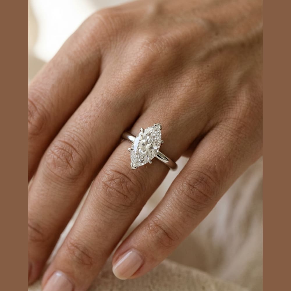 1-1/4 Carat Marquise Lab Grown Diamond, preview in classic solitaire setting