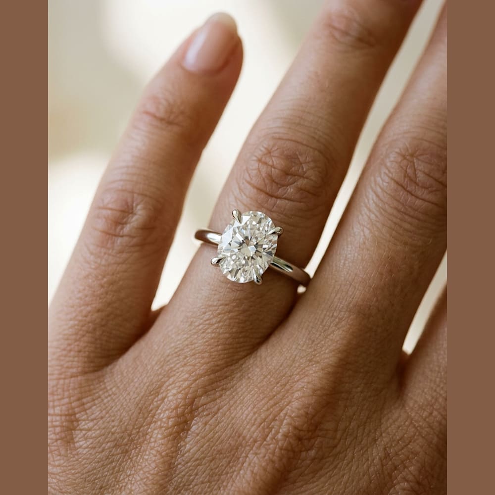 3 Carat Oval Lab Grown Diamond, preview in classic solitaire setting