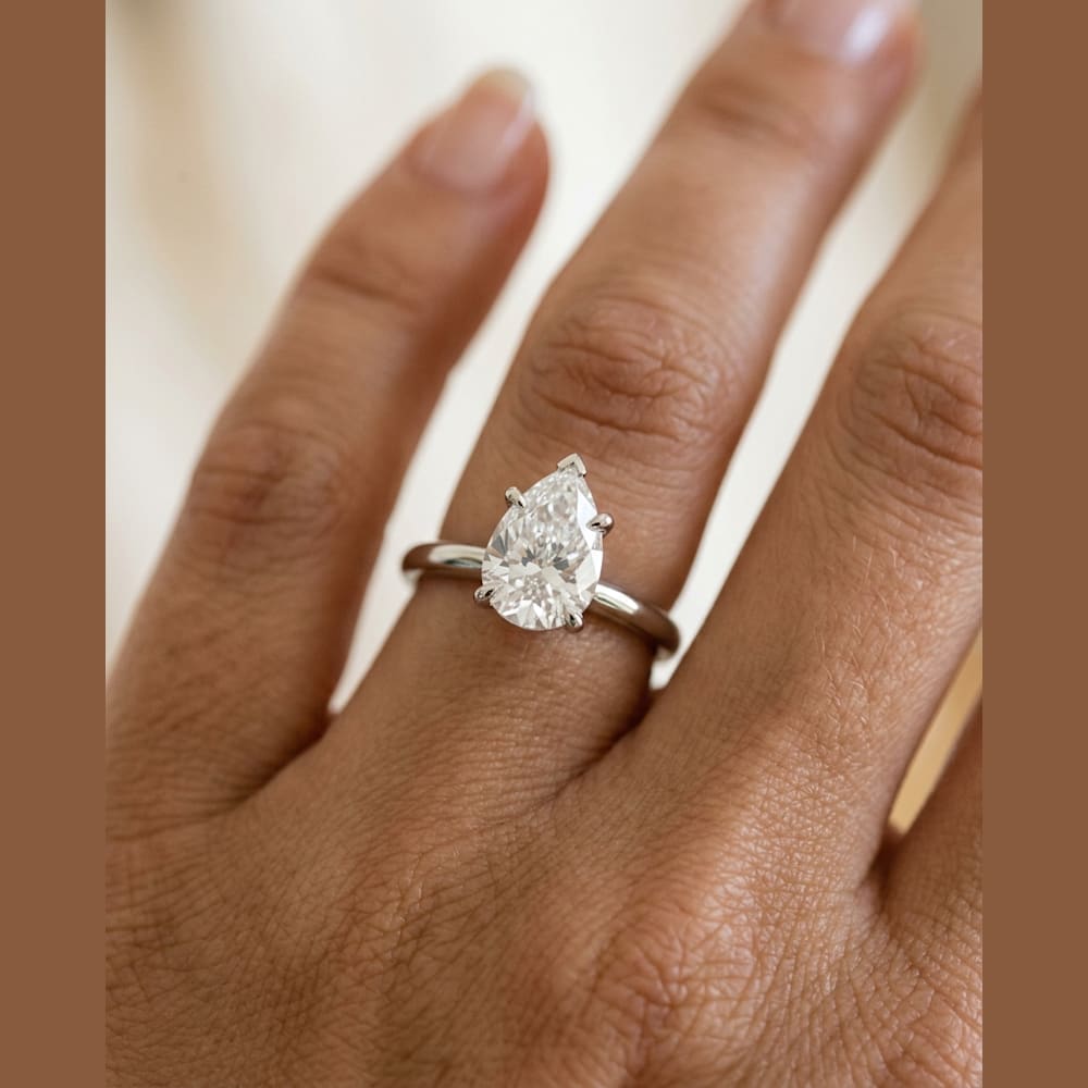 1-1/2 Carat Pear Lab Grown Diamond, preview in classic solitaire setting