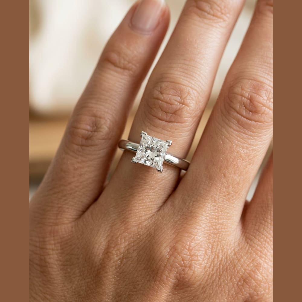 1 Carat Princess Lab Grown Diamond, preview in classic solitaire setting