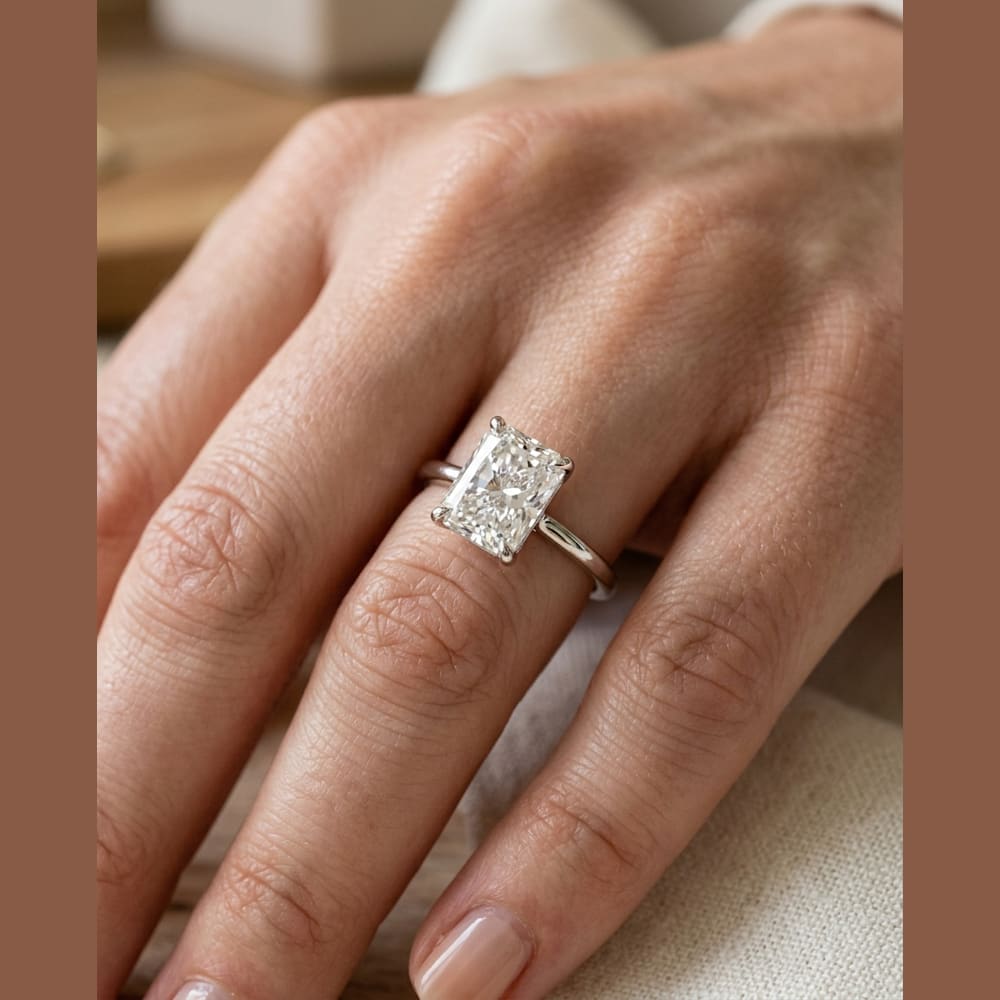 2-1/2 Carat Radiant Lab Grown Diamond, preview in classic solitaire setting