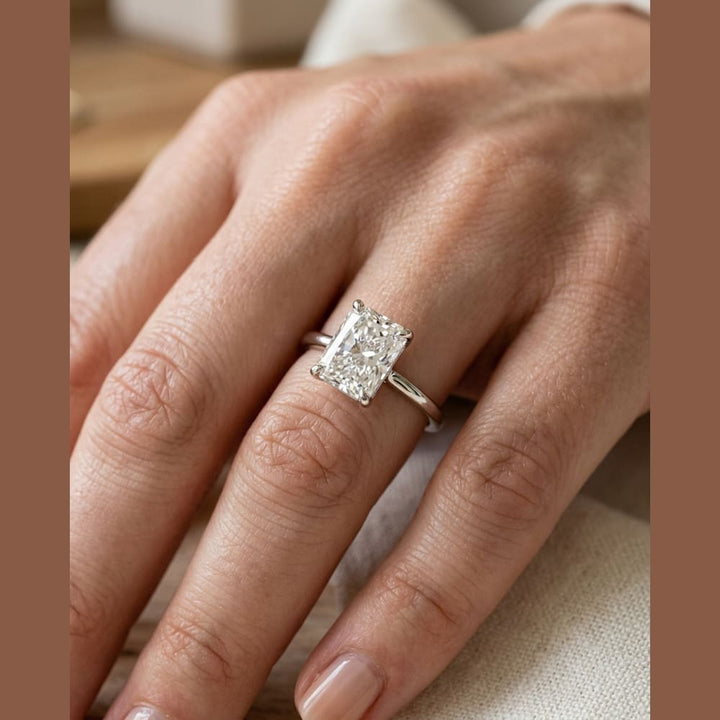 3 Carat Radiant Lab Grown Diamond — preview in classic solitaire setting