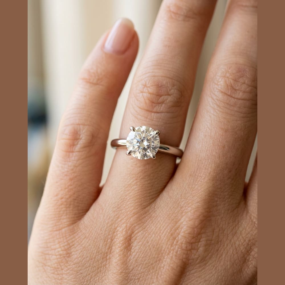 2 Carat Round Lab Grown Diamond, preview in classic solitaire setting