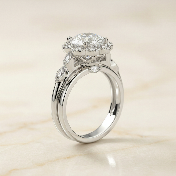 The Shania Matching Wedding Band, Round in 18K White Gold | RockHer