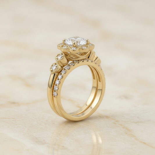 The Shania Matching Wedding Band, Round in 18K Yellow Gold