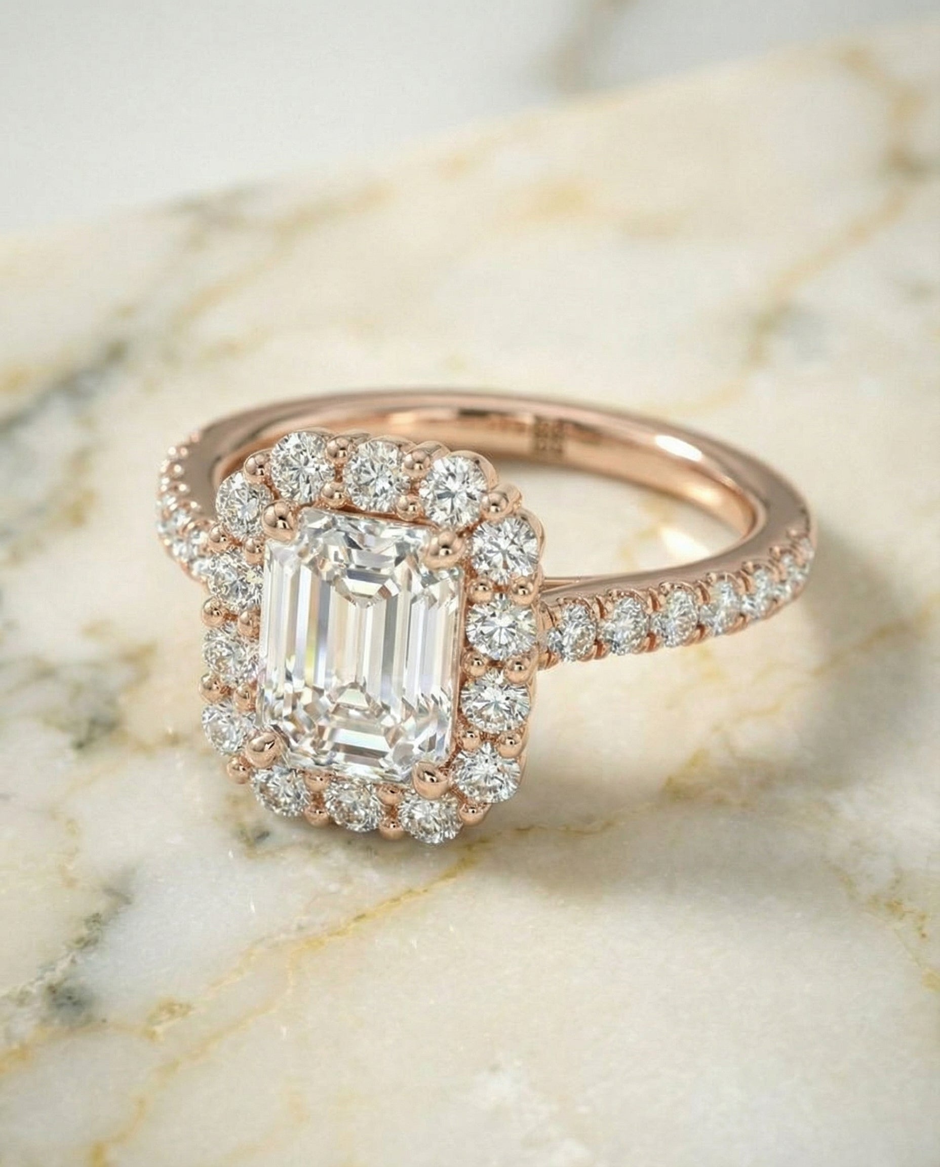 The Fiona emerald engagement ring setting in 14K Rose Gold | RockHer