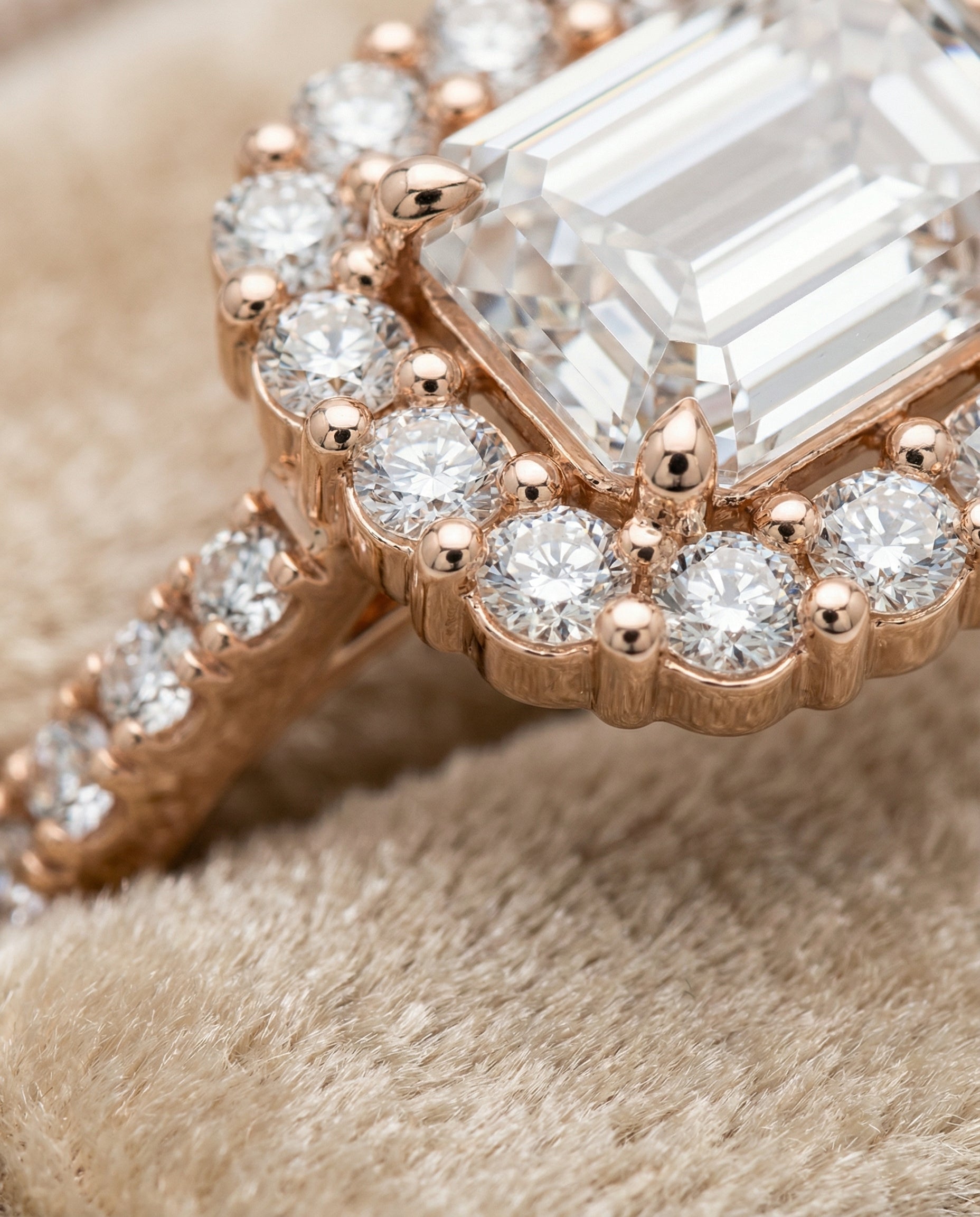 14K Rose Gold band of The Fiona emerald engagement ring setting | RockHer
