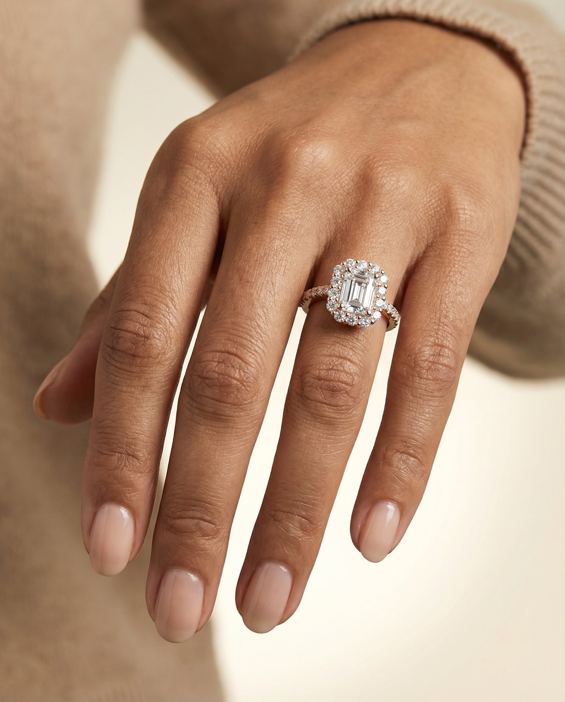 The Fiona setting for emerald diamonds, made to order in 14K Rose Gold | RockHer