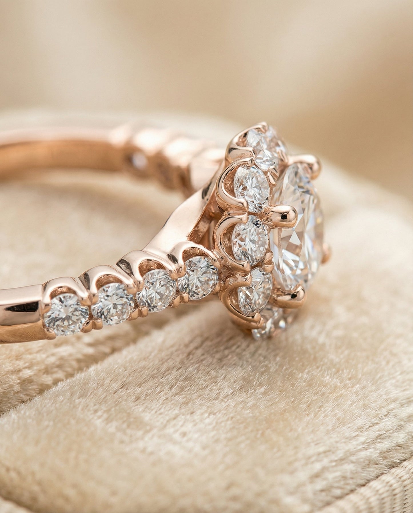 Musetta Select Shared Prong Halo Linear Band in 14K White Gold – view 4