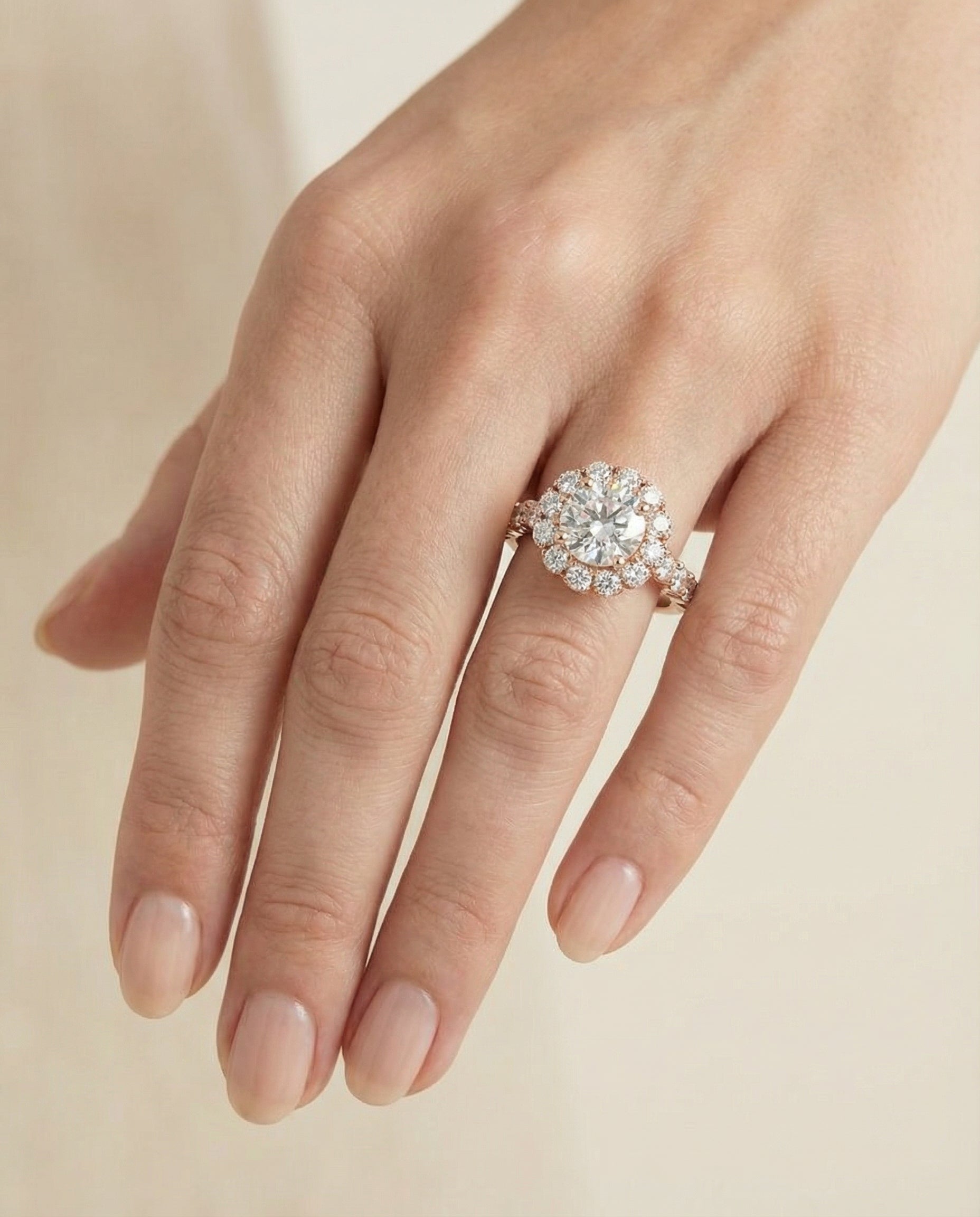 The Musetta setting for round diamonds, made to order in 14K Rose Gold | RockHer