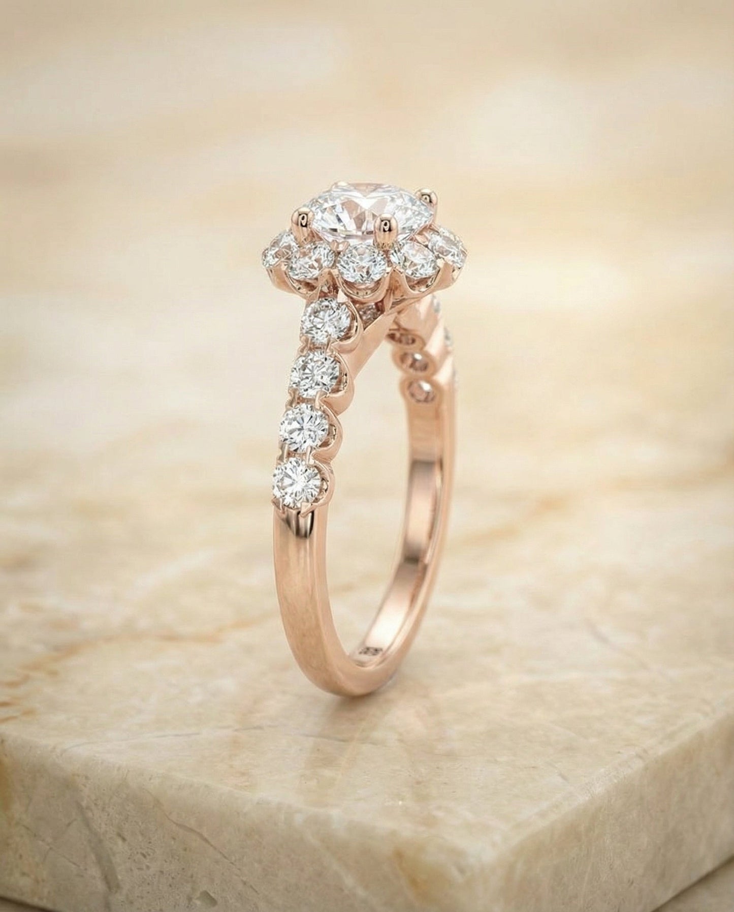 Musetta Select Shared Prong Halo Linear Band in 14K White Gold – view 2