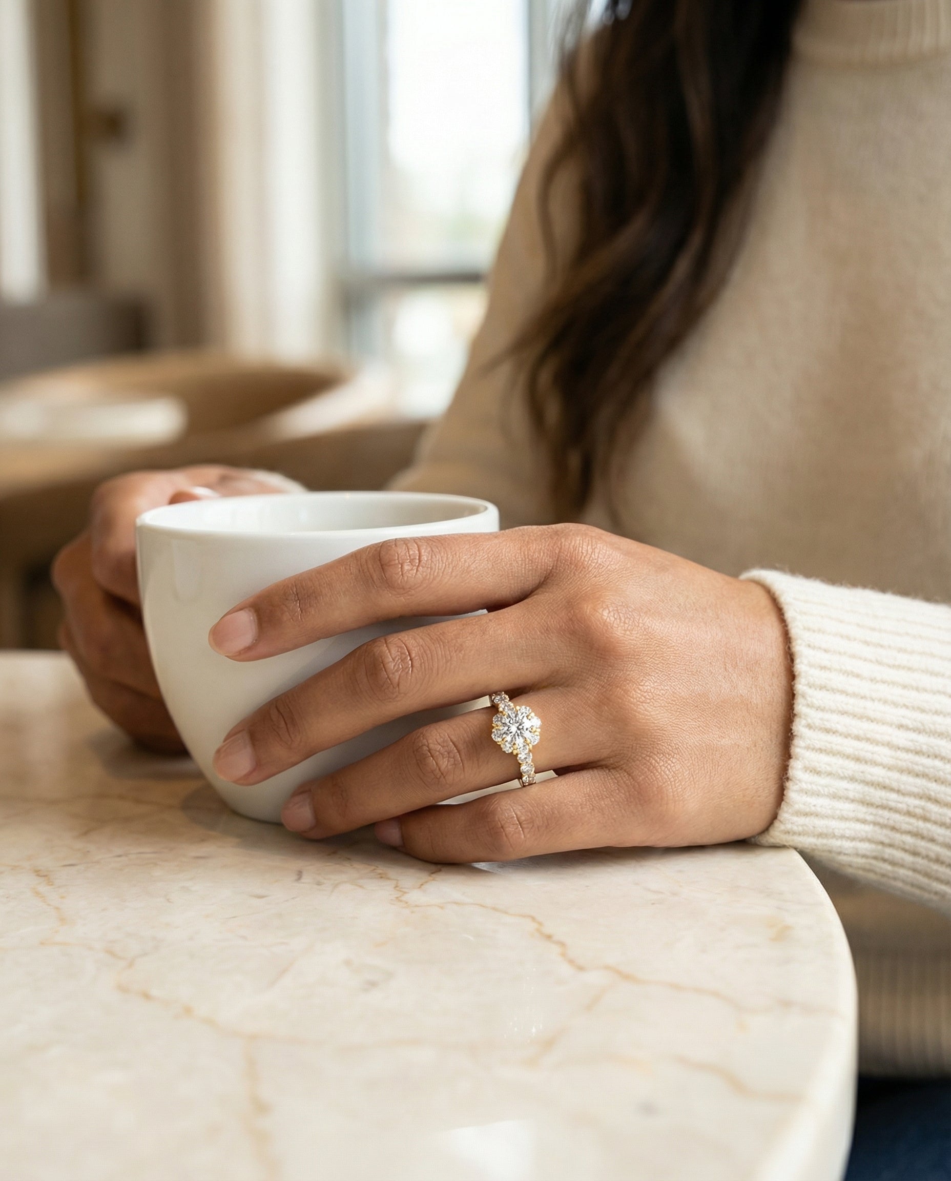 Made to order: The Musetta round engagement ring setting in 18K Yellow Gold | RockHer