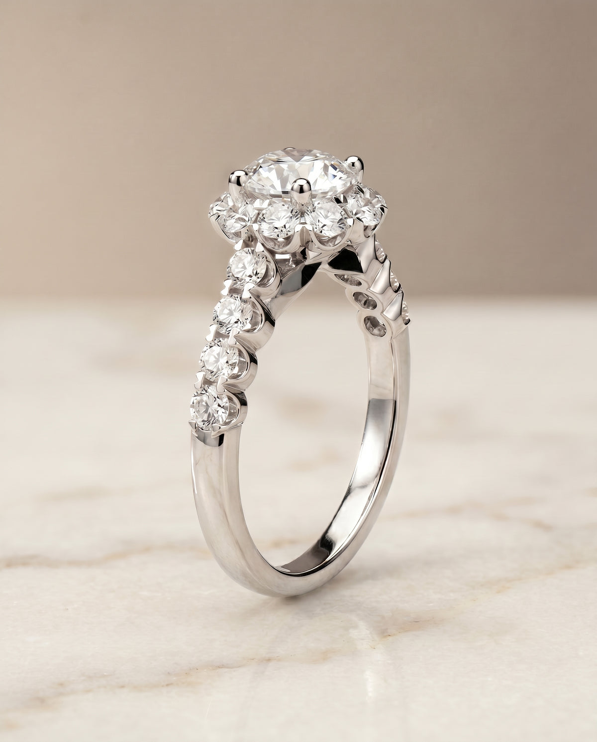 The Musetta round engagement ring setting in 18K White Gold | RockHer